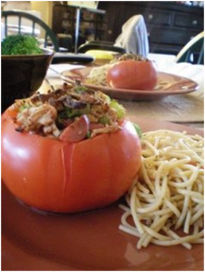 Stuffed Tomato with Noodles
