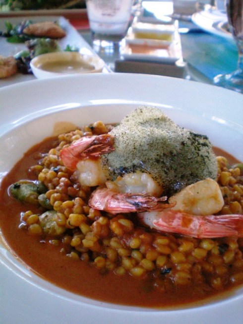Special of the Day: Tiger Prawns, Farro, Beans with Seaweed Foam